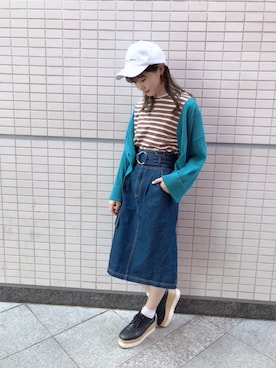 「one after another NICE CLAUP（ワンアフターアナザーナイスクラップ）のアイテム（キャップ）」を使った、ricacoさん（レディース・158cm）の春コーディネート