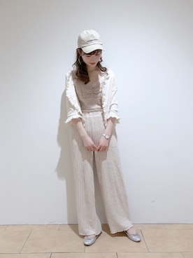 「one after another NICE CLAUP（ワンアフターアナザーナイスクラップ）のアイテム（キャップ）」を使った、ricacoさん（レディース・158cm）の春コーディネート
