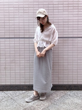 「one after another NICE CLAUP（ワンアフターアナザーナイスクラップ）のアイテム（キャップ）」を使った、ricacoさん（レディース・158cm）の春コーディネート
