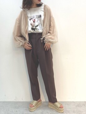 「one after another NICE CLAUP（ワンアフターアナザーナイスクラップ）のアイテム（ブルゾン）」を使った、ricacoさん（レディース・158cm）の春コーディネート