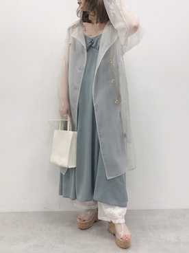 「シースルー」｜「アイテム（トレンチコート）」を使った、ricacoさん（レディース・158cm）の春コーディネート