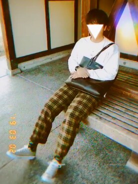 「go slow caravan（ゴースローキャラバン）のアイテム（スウェット）」を使った、たろさん（メンズ・178cm）の夏コーディネート