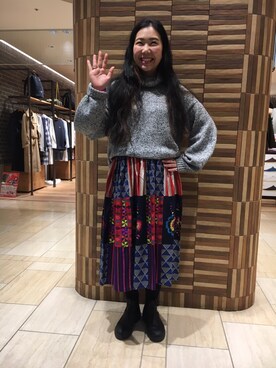 「ボヘミアンズ」｜「アイテム（ニット/セーター）」を使った、小林さん（レディース・155cm）の冬コーディネート
