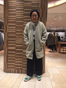 「BEAVER（ビーバー）のアイテム（ノーカラージャケット）」を使った、小林さん（レディース・155cm）の秋コーディネート