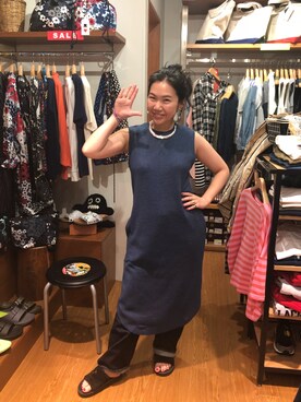 「MANASTASH（マナスタッシュ）のアイテム（ワンピース/ドレス）」を使った、小林さん（レディース・155cm）の夏コーディネート