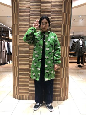 「BEAVER（ビーバー）のアイテム（ノーカラージャケット）」を使った、小林さん（レディース・155cm）の秋コーディネート