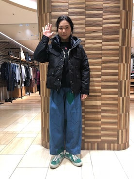 「MANASTASH（マナスタッシュ）のアイテム（ジャケット/アウター）」を使った、小林さん（レディース・155cm）の冬コーディネート