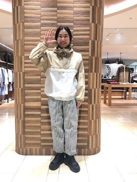 「MANASTASH（マナスタッシュ）のアイテム（ジャケット/アウター）」を使った、小林さん（レディース・155cm）の冬コーディネート
