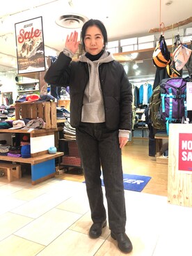 「MANASTASH（マナスタッシュ）のアイテム（ジャケット/アウター）」を使った、小林さん（レディース・155cm）の冬コーディネート