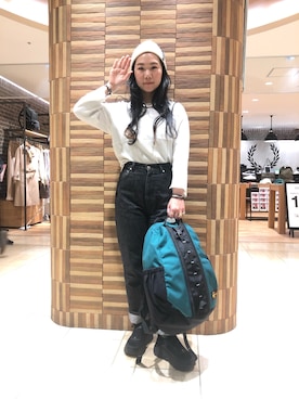 「BEAVER（ビーバー）のアイテム（バックパック/リュック）」を使った、小林さん（レディース・155cm）の春コーディネート