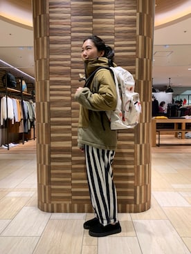 「and wander（アンドワンダー）のアイテム（ジャケット/アウター）」を使った、小林さん（レディース・155cm）の秋コーディネート