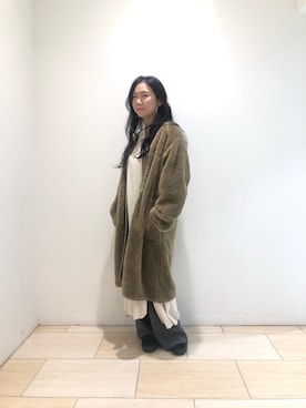 「MANASTASH（マナスタッシュ）のアイテム（その他アウター）」を使った、小林さん（レディース・155cm）の秋コーディネート