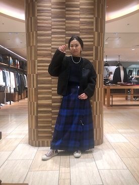「MANASTASH（マナスタッシュ）のアイテム（ジャケット/アウター）」を使った、小林さん（レディース・155cm）の秋コーディネート