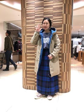 「MANASTASH（マナスタッシュ）のアイテム（ジャケット/アウター）」を使った、小林さん（レディース・155cm）の秋コーディネート