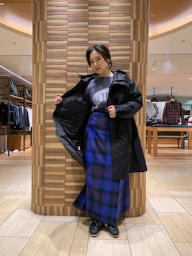 「MANASTASH（マナスタッシュ）のアイテム（ステンカラーコート）」を使った、小林さん（レディース・155cm）の秋コーディネート