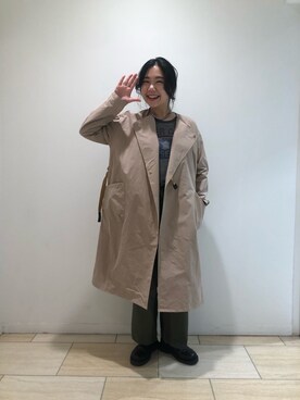 「MANASTASH（マナスタッシュ）のアイテム（ステンカラーコート）」を使った、小林さん（レディース・155cm）の冬コーディネート