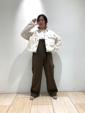 「MANASTASH（マナスタッシュ）のアイテム（オールインワン・サロペット）」を使った、小林さん（レディース・155cm）の冬コーディネート