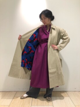 「TIGRE BROCANTE（ティグルブロカンテ）のアイテム（ステンカラーコート）」を使った、小林さん（レディース・155cm）の冬コーディネート