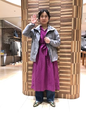 「and wander（アンドワンダー）のアイテム（ジャケット/アウター）」を使った、小林さん（レディース・155cm）の冬コーディネート