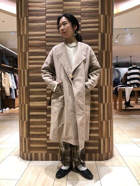 「MANASTASH（マナスタッシュ）のアイテム（ステンカラーコート）」を使った、小林さん（レディース・155cm）の冬コーディネート