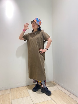 「WILD THINGS（ワイルドシングス）のアイテム（帽子）」を使った、小林さん（レディース・155cm）の夏コーディネート