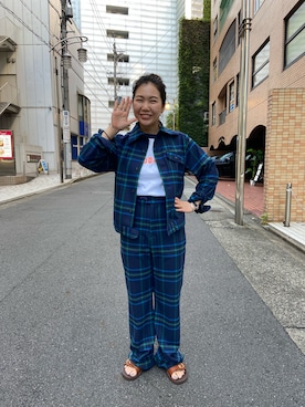 「FUNG（ファング）のアイテム（トップス）」を使った、小林さん（レディース・155cm）の夏コーディネート