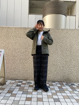 「and wander（アンドワンダー）のアイテム（ジャケット/アウター）」を使った、小林さん（レディース・155cm）の秋コーディネート