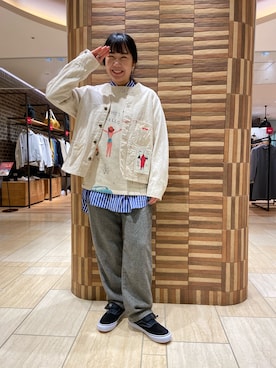 「CAL O LINE（キャルオーライン）のアイテム（デニムジャケット）」を使った、小林さん（レディース・155cm）の冬コーディネート