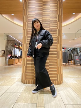 「MANASTASH（マナスタッシュ）のアイテム（MA-1）」を使った、小林さん（レディース・155cm）の冬コーディネート