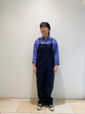 「MANASTASH（マナスタッシュ）のアイテム（オールインワン・サロペット）」を使った、小林さん（レディース・155cm）の冬コーディネート