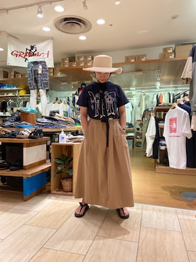 「and wander（アンドワンダー）のアイテム」を使った、小林さん（レディース・155cm）の夏コーディネート