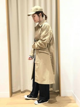 「でにむ」｜「アイテム（ステンカラーコート）」を使った、かとうさん（レディース・170cm）の秋コーディネート