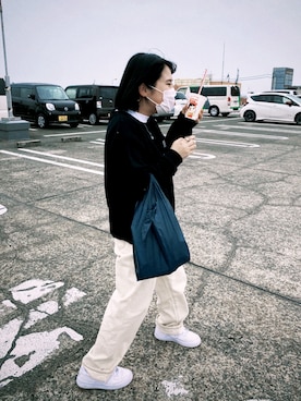 「Carhartt（カーハート）のアイテム（スウェット、ブラック系）」を使った、かな丸さん（レディース・154cm）の春コーディネート