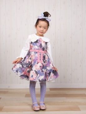 nino（ニノ）の「[110-130]シャンタンフラワーワンピース（ワンピース  