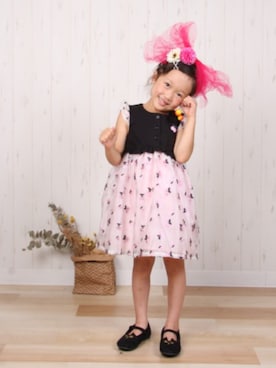 「nino（ニノ）の[90-120]ワンピース　チェリーオーガンジー（ワンピース、ブラック系）」を使った、LaLaLa.....✧︎*。さん（キッズ・120cm）の春コーディネート