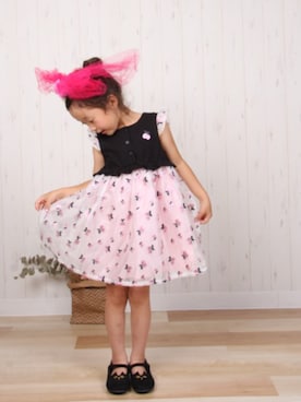 「nino（ニノ）の[90-120]ワンピース　チェリーオーガンジー（ワンピース、ブラック系）」を使った、LaLaLa.....✧︎*。さん（キッズ・120cm）の春コーディネート