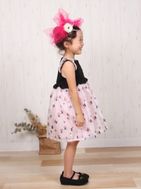 「nino（ニノ）の[90-120]ワンピース　チェリーオーガンジー（ワンピース、ブラック系）」を使った、LaLaLa.....✧︎*。さん（キッズ・120cm）の春コーディネート