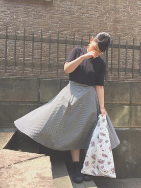 ぷーさんの「サーキュラースカート（ギンガムチェック・丈標準73～77cm）」を使ったコーディネート