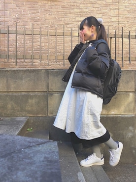 「Samansa Mos2（サマンサ モスモス）のドビーギャザー前後着ワンピース（ワンピース）」を使った、ぷーさん（レディース・159cm）の冬コーディネート