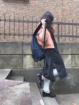 「UNIQLO（ユニクロ）のリネンブレンドロングシャツ（半袖）（シャツ/ブラウス）」を使った、ぷーさん（レディース・159cm）の春コーディネート