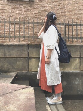 「Samansa Mos2（サマンサ モスモス）のドビーギャザー前後着ワンピース（ワンピース）」を使った、ぷーさん（レディース・159cm）の夏コーディネート