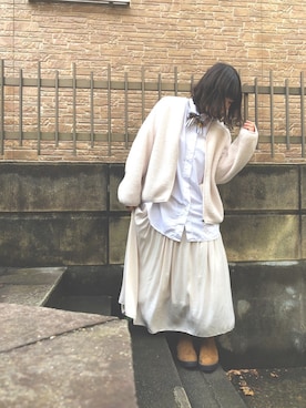 「アイテム（その他アウター、ホワイト系）」を使った、ぷーさん（レディース・159cm）の秋コーディネート