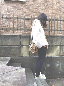 「ZOZO（ゾゾ）のスリムテーパードデニムパンツ［WOMEN］（デニムパンツ）」を使った、ぷーさん（レディース・159cm）の冬コーディネート