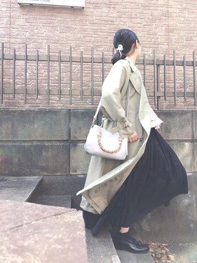 「HARUTA」｜「アイテム（トレンチコート）」を使った、ぷーさん（レディース・159cm）の春コーディネート