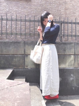 「赤い靴」｜ぷーさん（レディース・159cm）の夏コーディネート