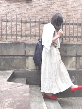 「赤い靴」｜ぷーさん（レディース・159cm）の夏コーディネート