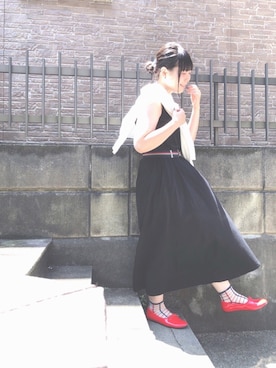 「赤い靴」｜ぷーさん（レディース・159cm）の夏コーディネート