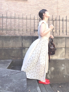 「赤い靴」｜ぷーさん（レディース・159cm）の秋コーディネート