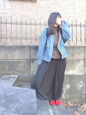 「赤い靴」｜ぷーさん（レディース・159cm）の秋コーディネート