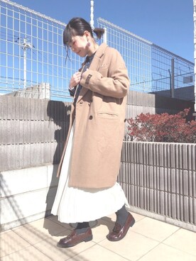 「NANO universe（ナノユニバース）のアイテム（チェスターコート）」を使った、ぷーさん（レディース・159cm）の冬コーディネート